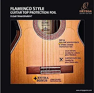 Ortega Guitars Flamenco Full Top Scratch Plate Pickguard w/String Change Foil - Electrostatic - Transparent, Clear (OERP-FLAM1)