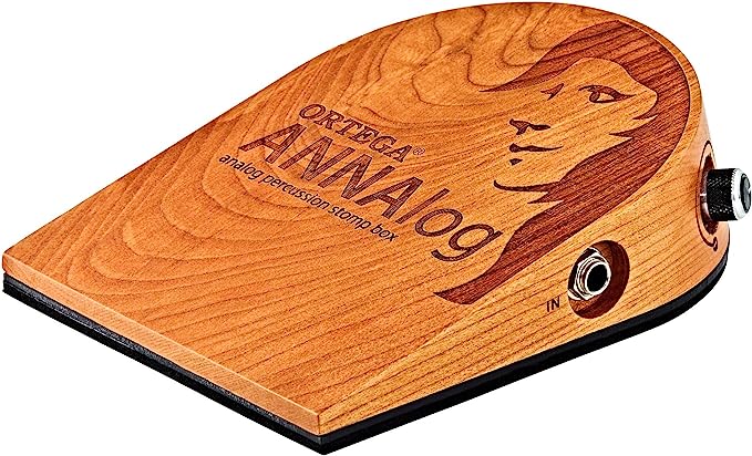 Ortega Guitars Analog Singer-Songwriter Stomp Box with Built-in Passive Piezo for Kick Sound, Natural (ANNALOG)