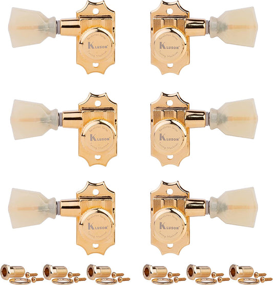 Kluson 3+3 Locking Revolution Series G-Mount Tuners, Gold (KRGL-3-GP)